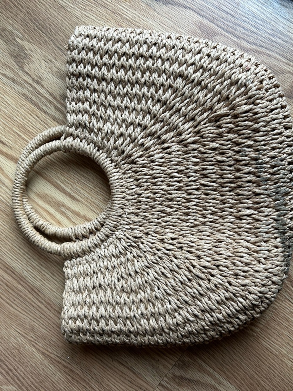 Handwoven Natural Straw Tote with Round Handles